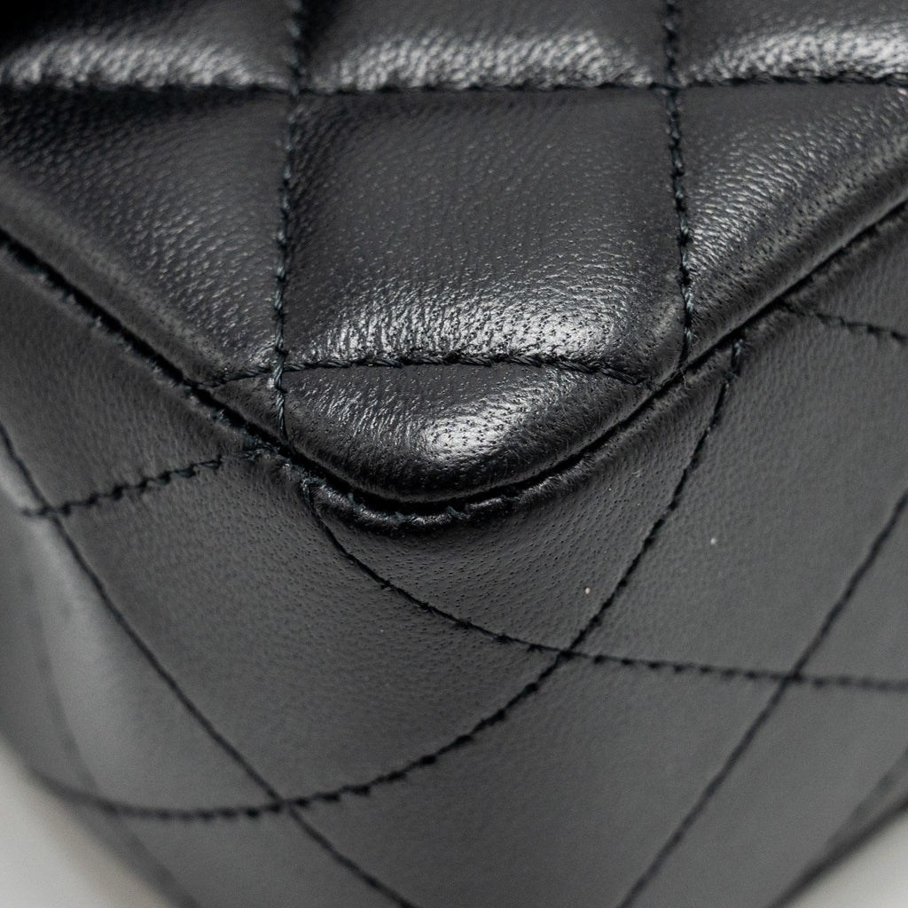 CHANEL MINI RECTANGULAR FLAP BAG LAMBSKIN BLACK LGHW (MICROCHIP)
