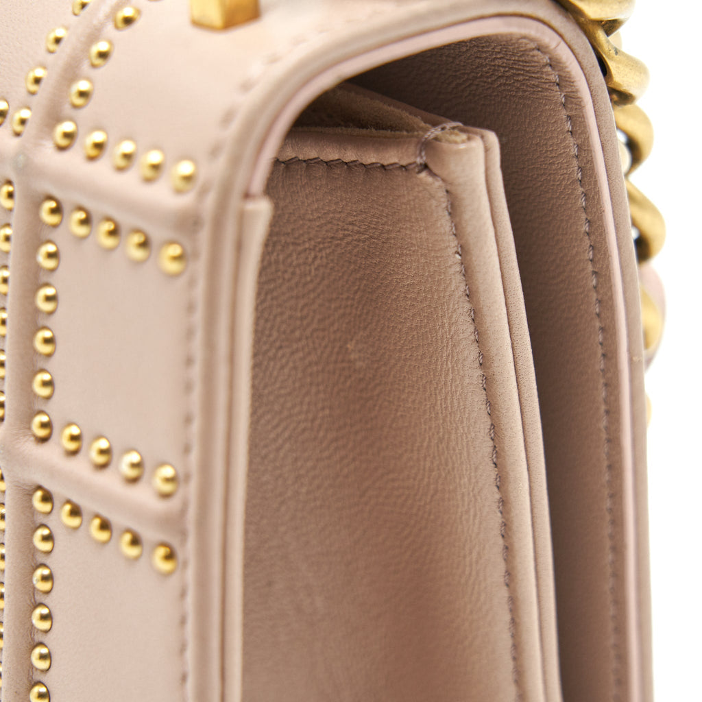 DIOR SMALL STUDDED DIORAMA BEIGE GHW