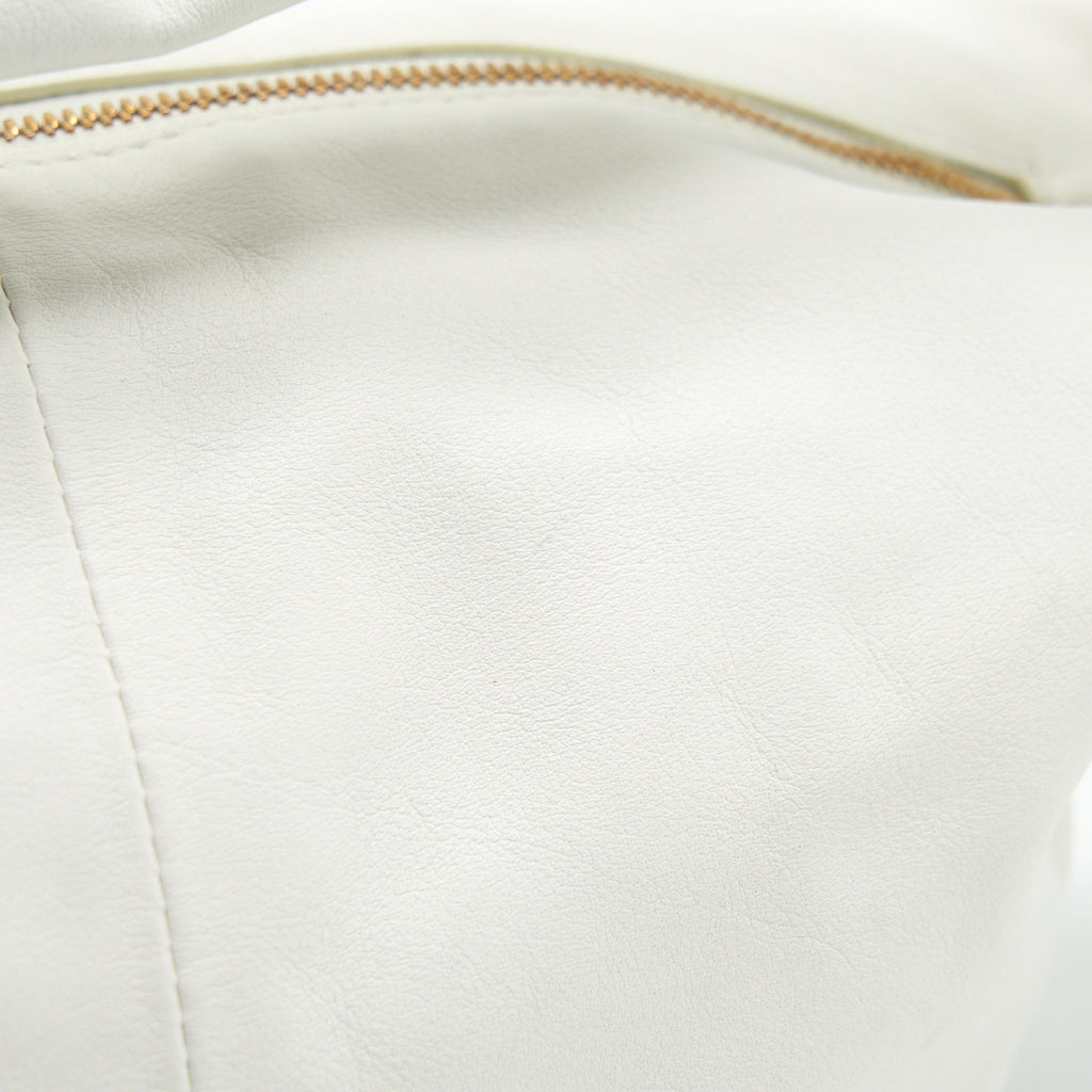 BOTTEGA VENETA DOUBLE KNOT LEATHER SHOULDER BAG WHITE