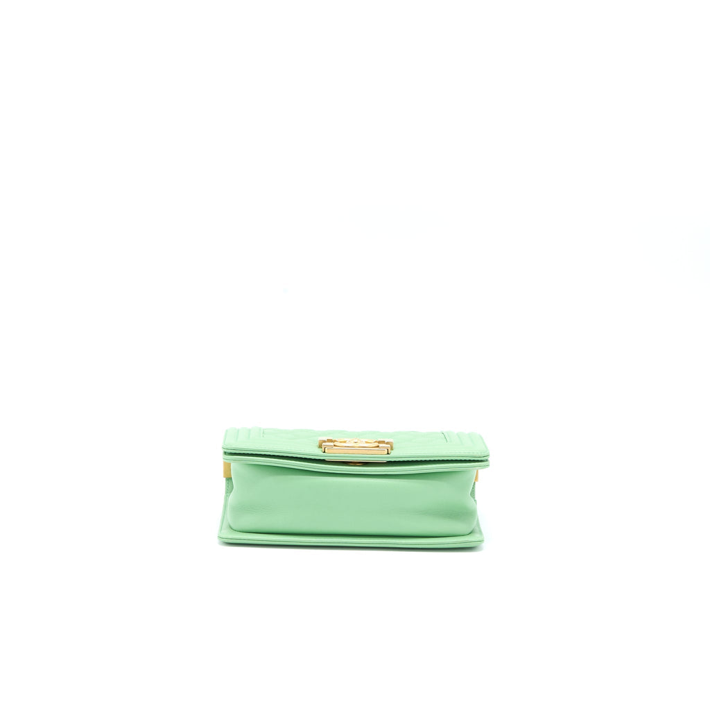 CHANEL SMALL BOY BAG CALFSKIN GREEN GHW