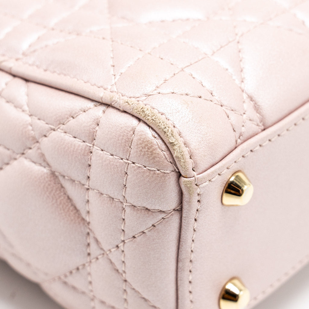 DIOR MINI LADY DIOR LAMBSKIN LIGHT PINK LGHW