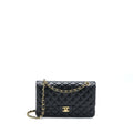 CHANEL MEDIUM CLASSIC DOUBLE FLAP BAG LAMBSKIN BLACK GHW