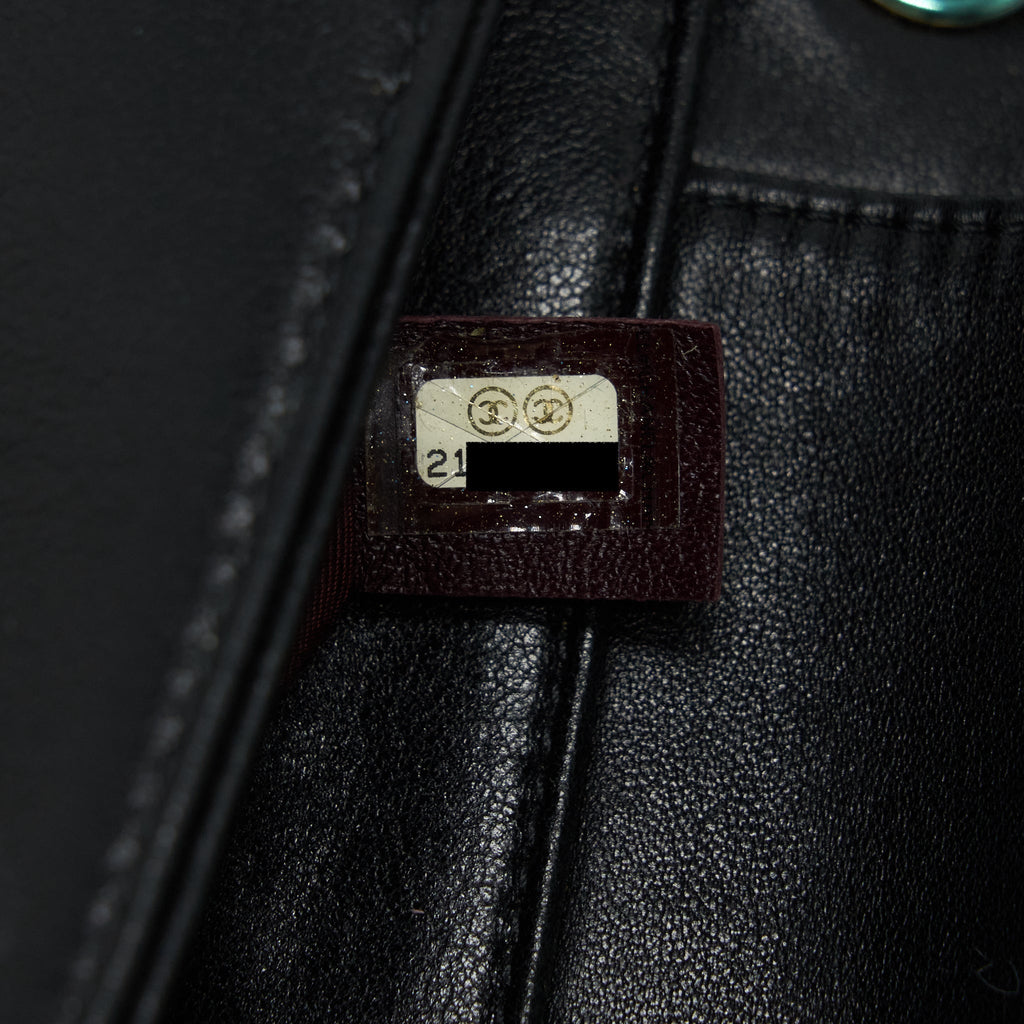 CHANEL CC LOGO FLAP BAG LAMBSKIN BLACK GHW