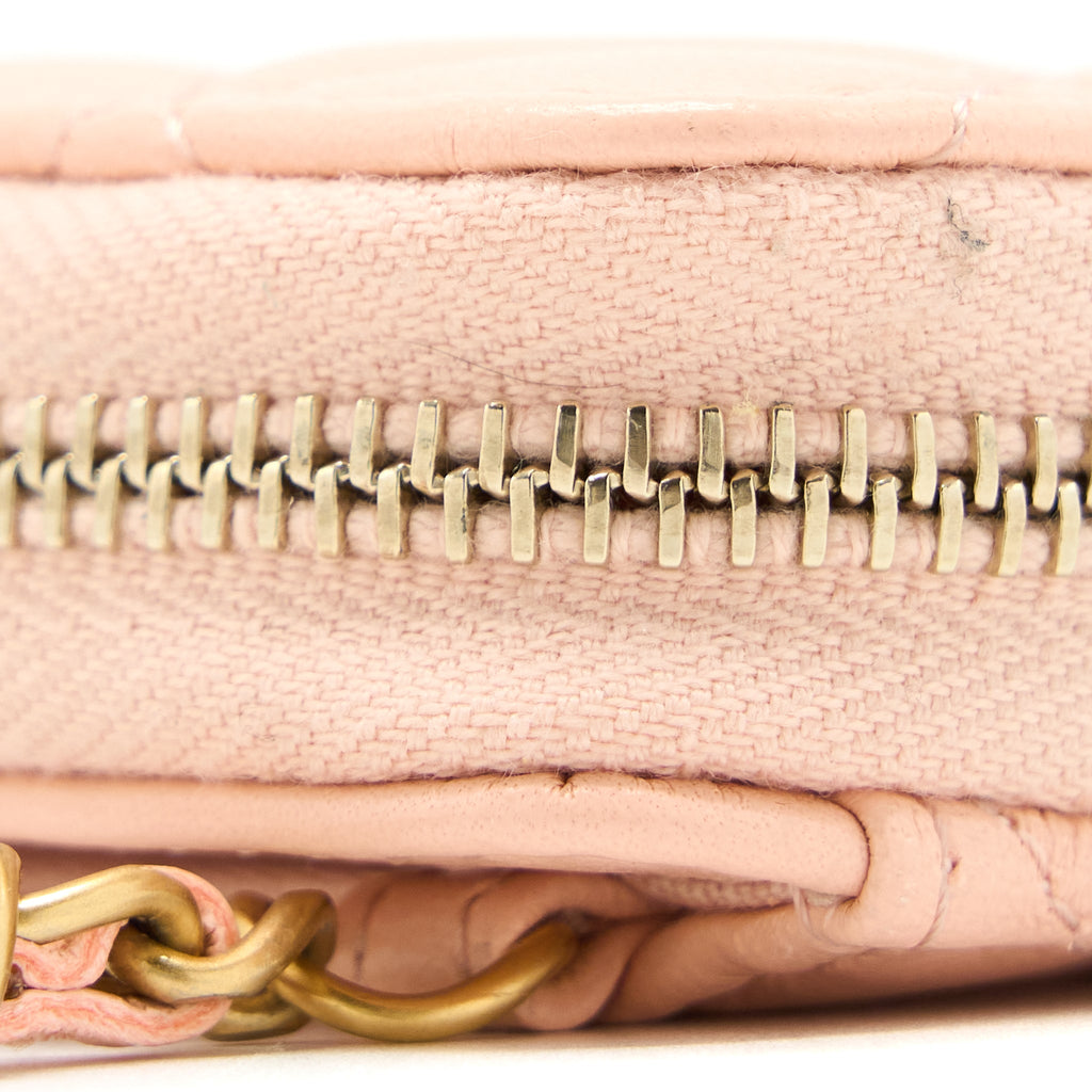 CHANEL PEARL CRUSH ZIPPY CARD HOLDER LAMBSKIN LIGHT PINK BRUSHED GHW