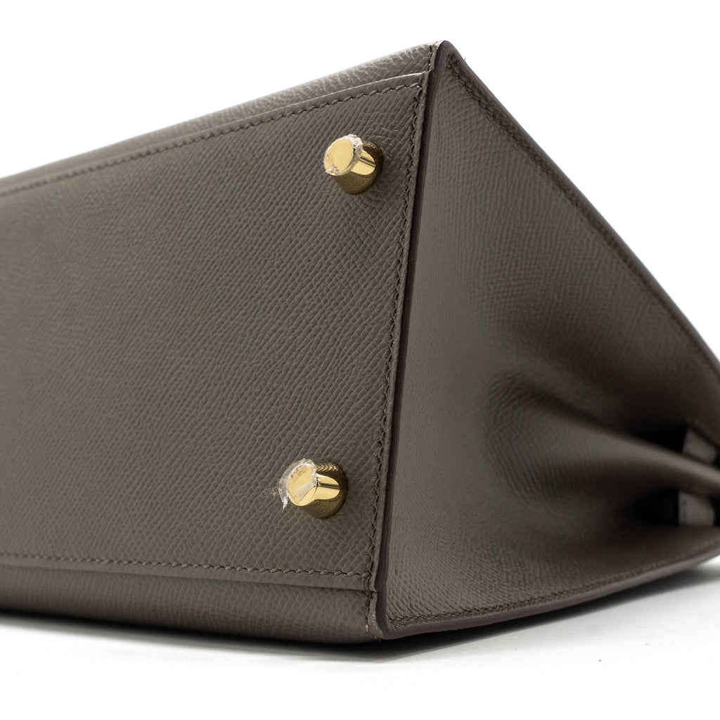 HERMES KELLY28 SELLIER EPSOM GRIS ETAIN GHW