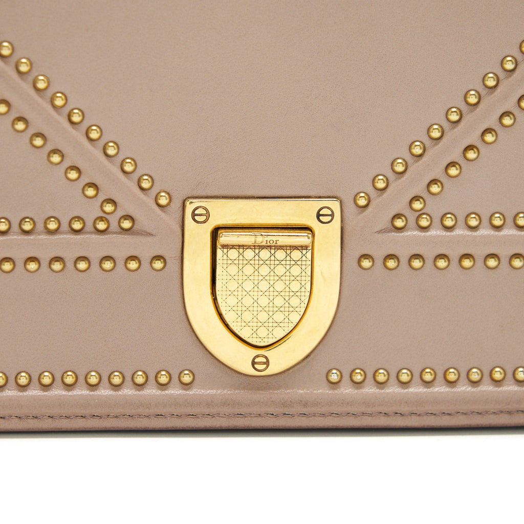 DIOR SMALL STUDDED DIORAMA BEIGE GHW
