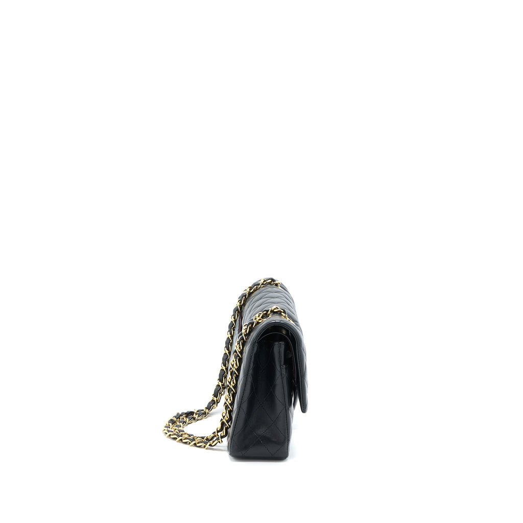 CHANEL MEDIUM CLASSIC DOUBLE FLAP BAG LAMBSKIN BLACK GHW