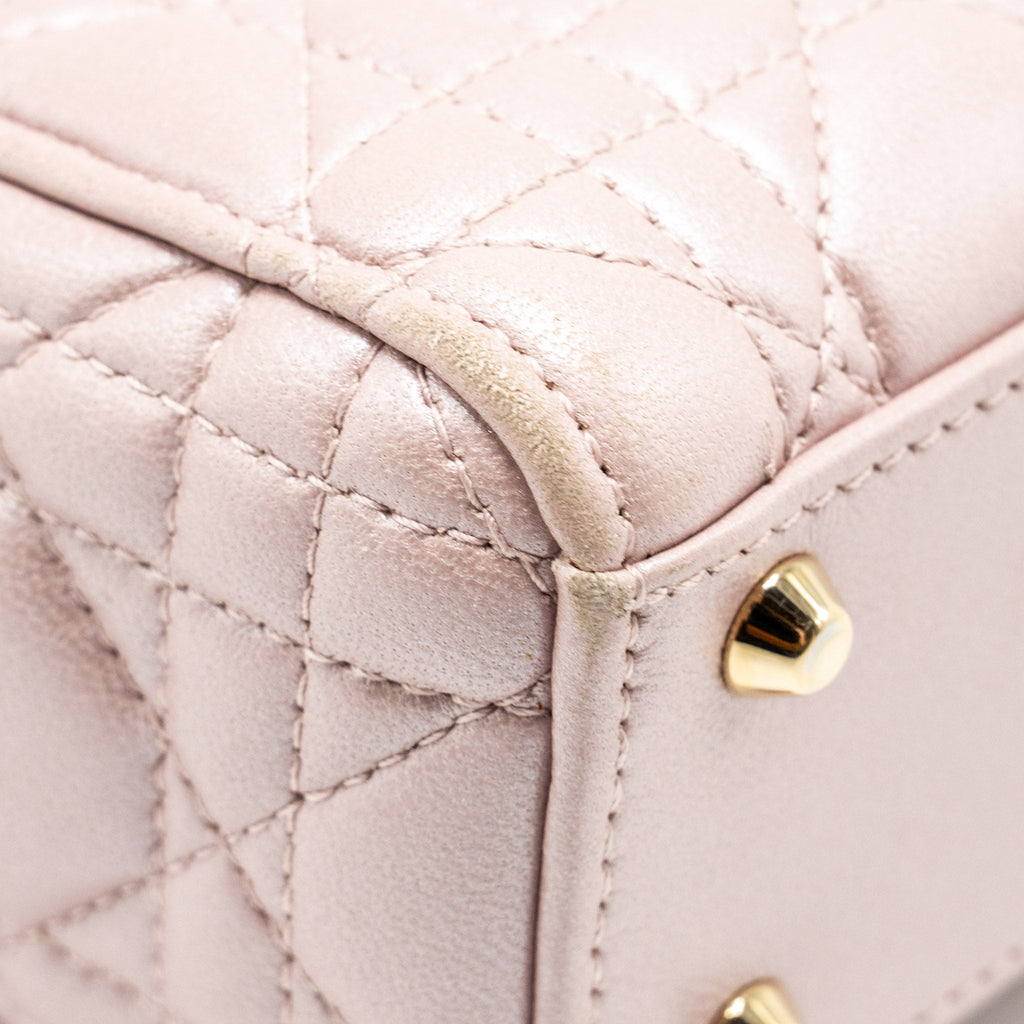 DIOR MINI LADY DIOR LAMBSKIN LIGHT PINK LGHW