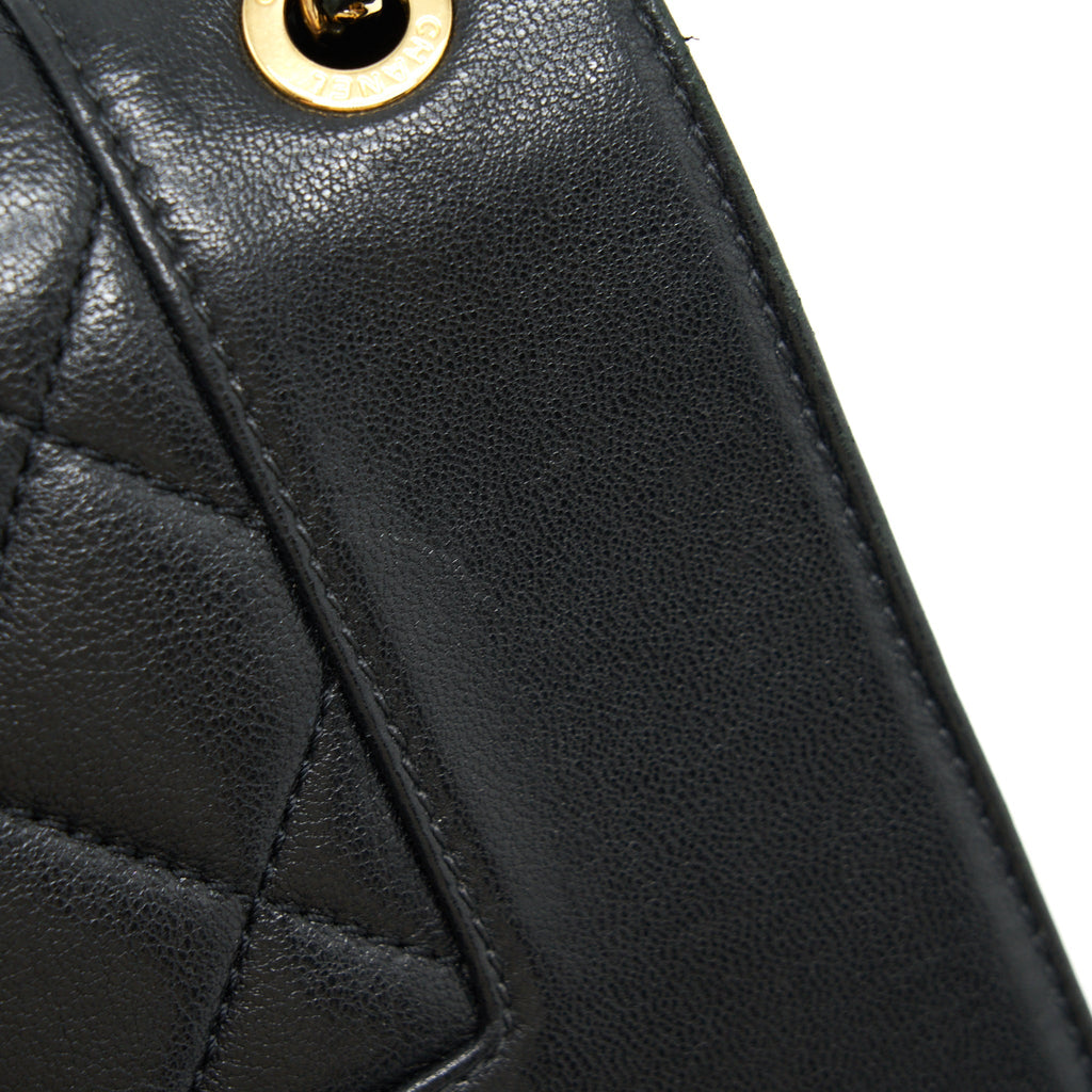 CHANEL CC LOGO FLAP BAG LAMBSKIN BLACK GHW