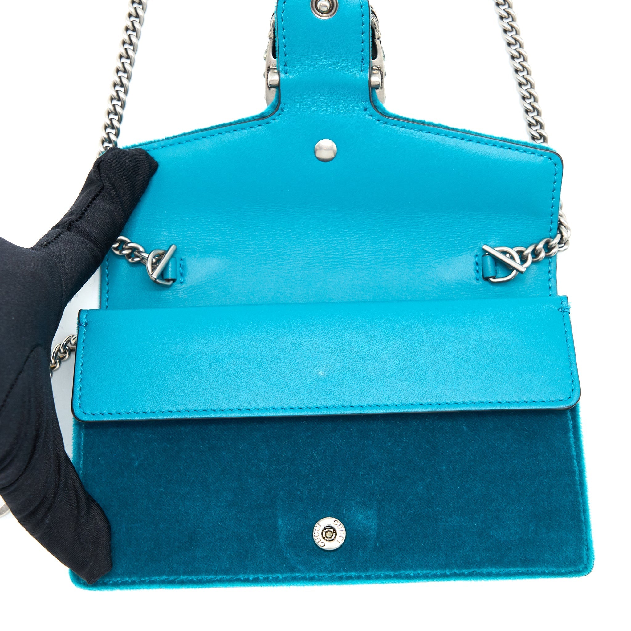 GUCCI SUPER MINI DIONYSUS BAG VELVET BLUE SHW