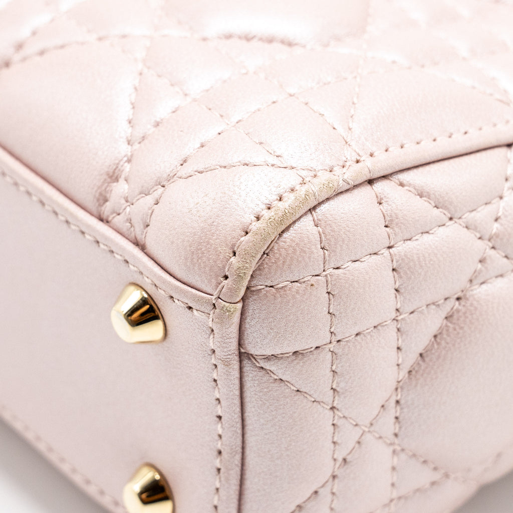 DIOR MINI LADY DIOR LAMBSKIN LIGHT PINK LGHW