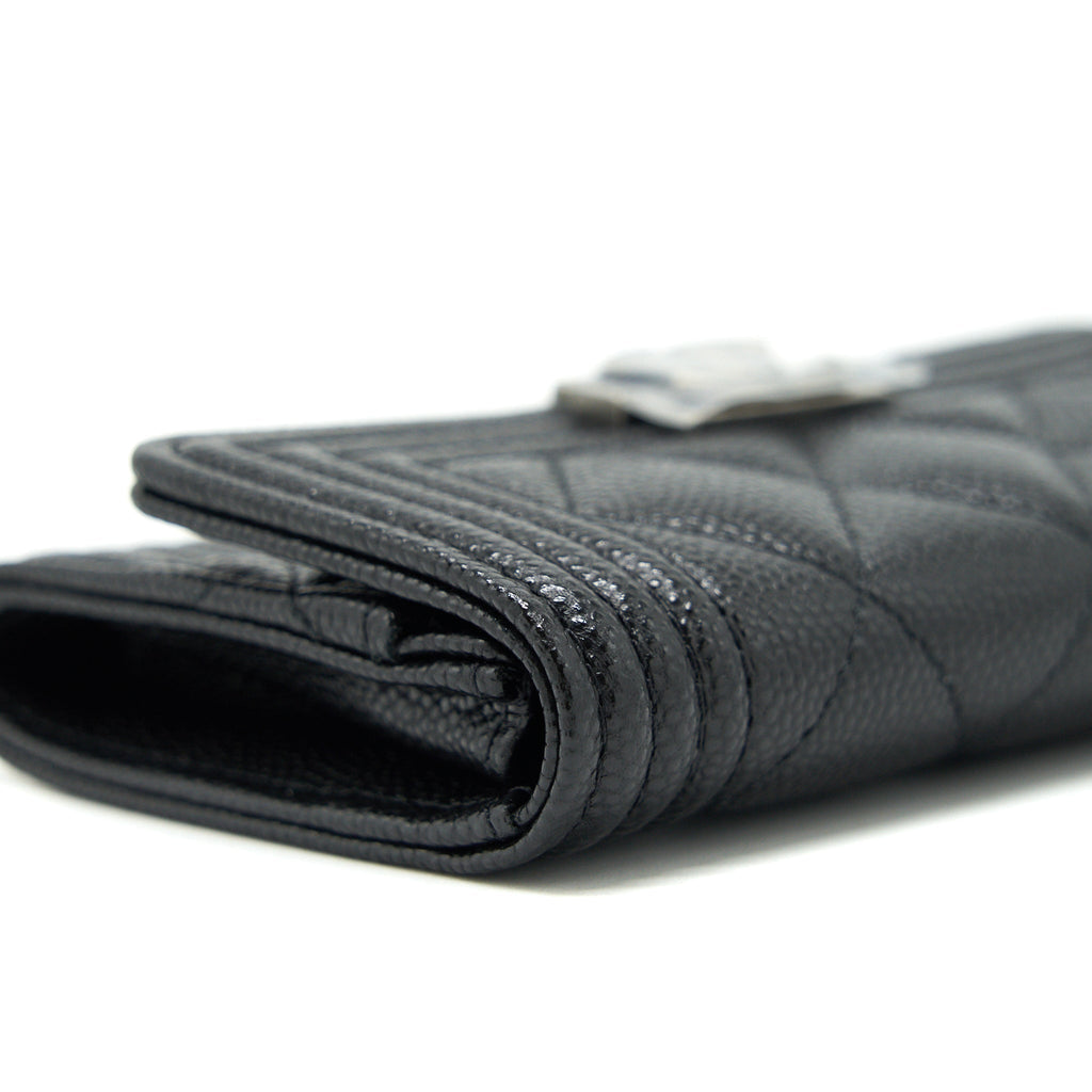 CHANEL BOY CARDHOLDER CAVIAR BLACK RUTHENIUM SHW