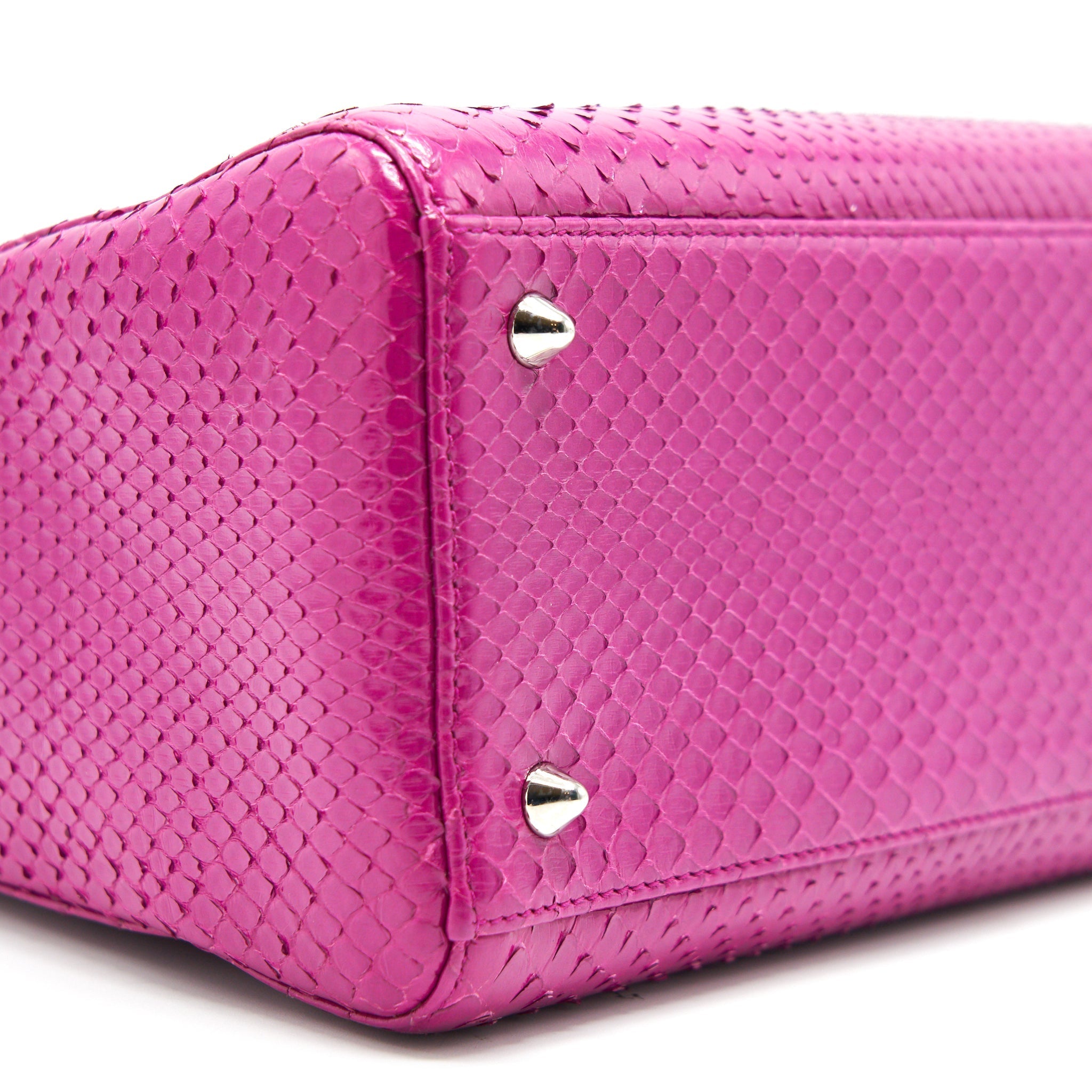 DIOR PYTHON MEDIUM LADY DIOR BAG PLUM PINK SHW