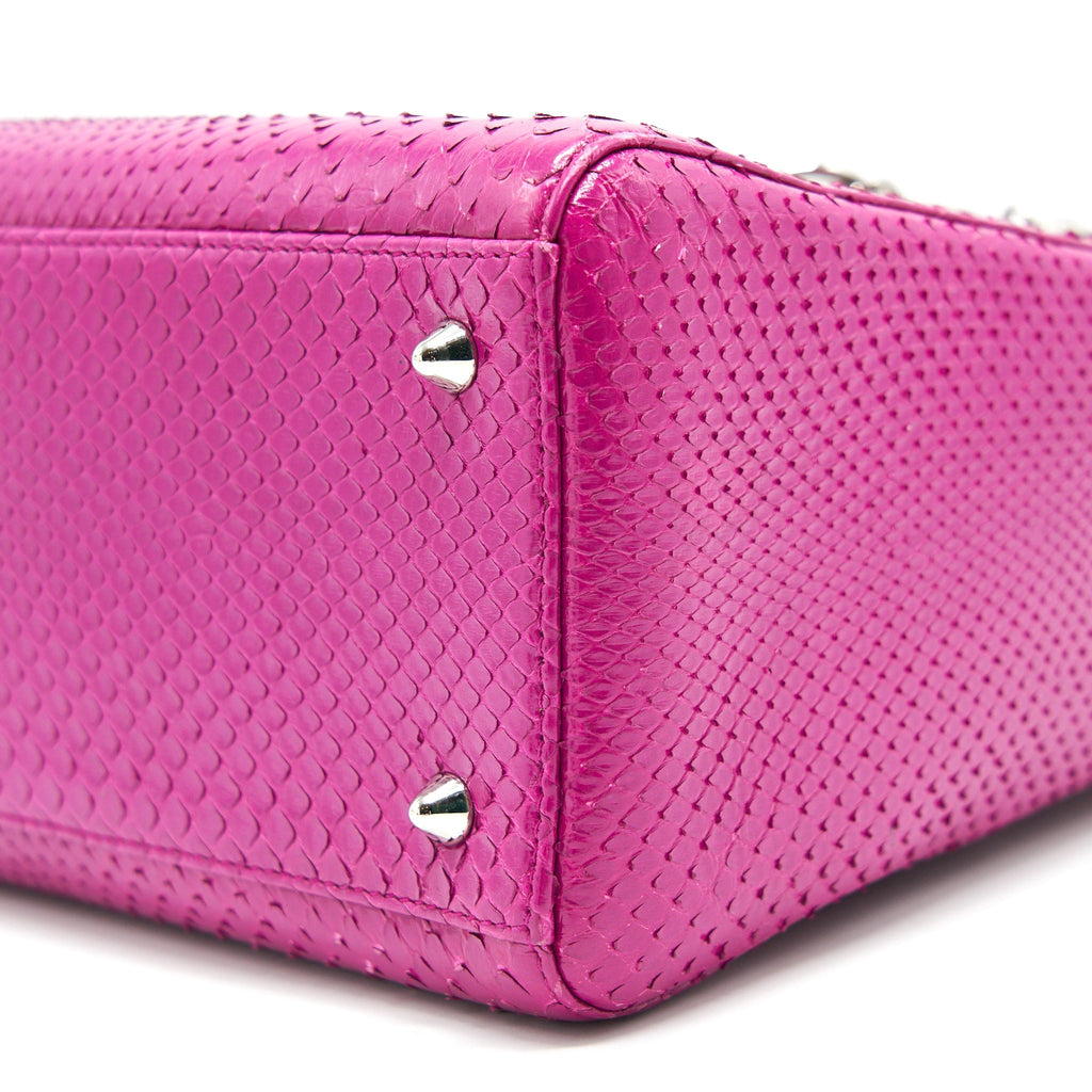 DIOR PYTHON MEDIUM LADY DIOR BAG PLUM PINK SHW