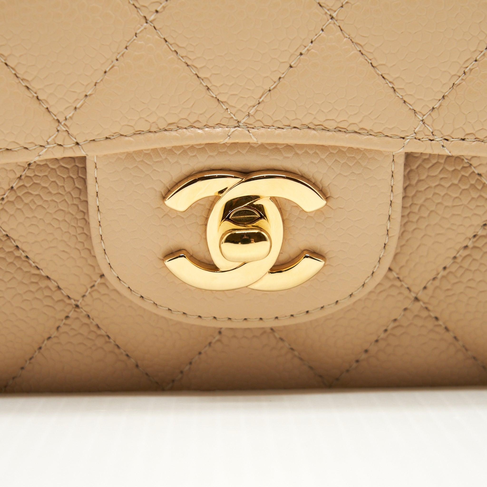 CHANEL MEDIUM CLASSIC DOUBLE FLAP BAG CAVIAR BEIGE LGHW