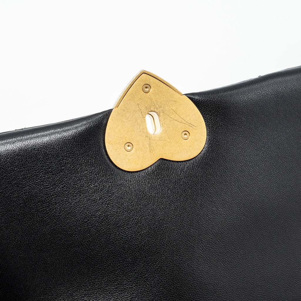 CHANEL 23S COCO LOVE FLAP BAG LAMBSKIN BLACK BRUSHED GHW (MICROCHIP)