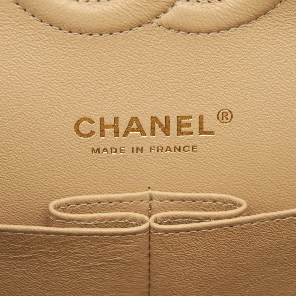 CHANEL MEDIUM CLASSIC DOUBLE FLAP BAG CAVIAR BEIGE LGHW