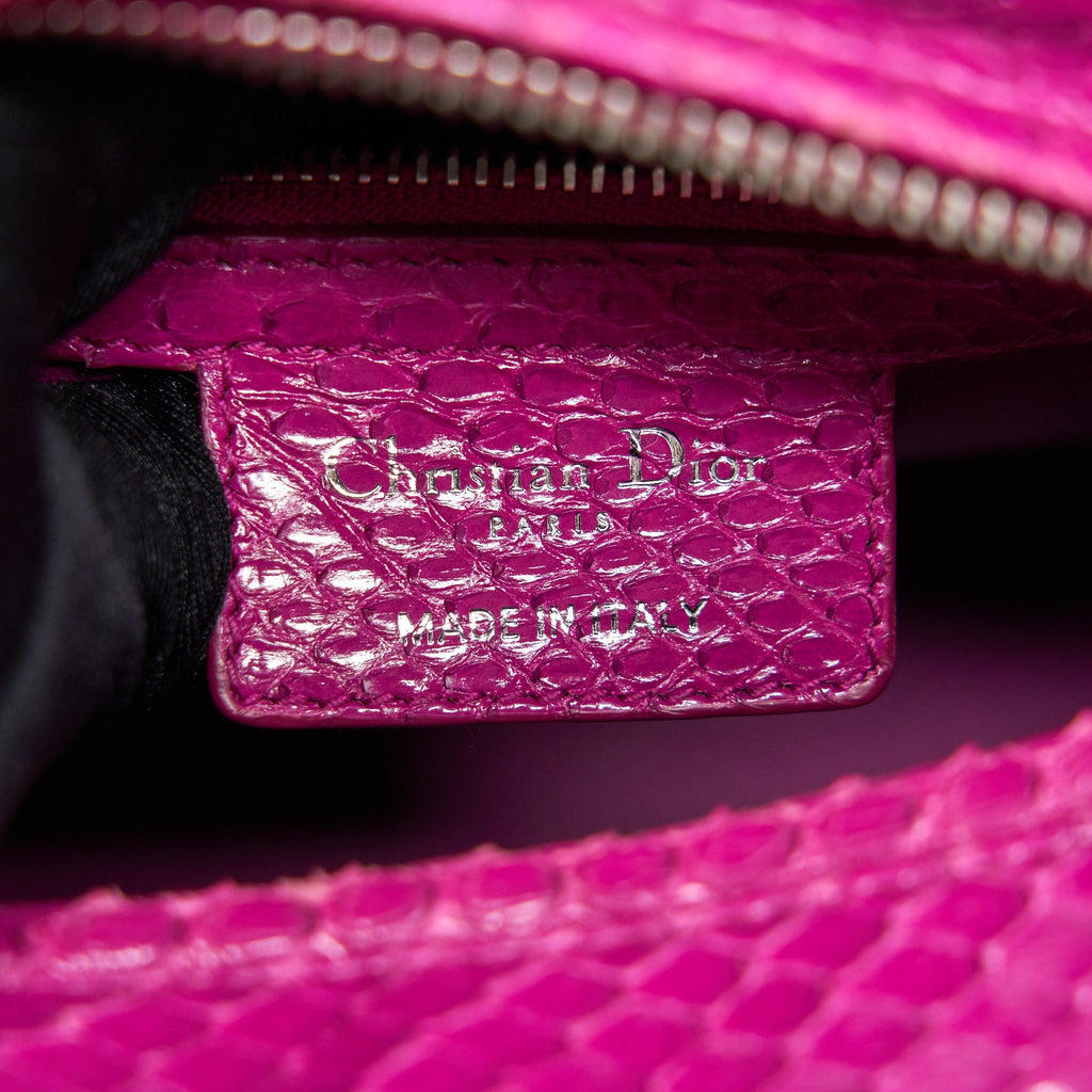 DIOR PYTHON MEDIUM LADY DIOR BAG PLUM PINK SHW