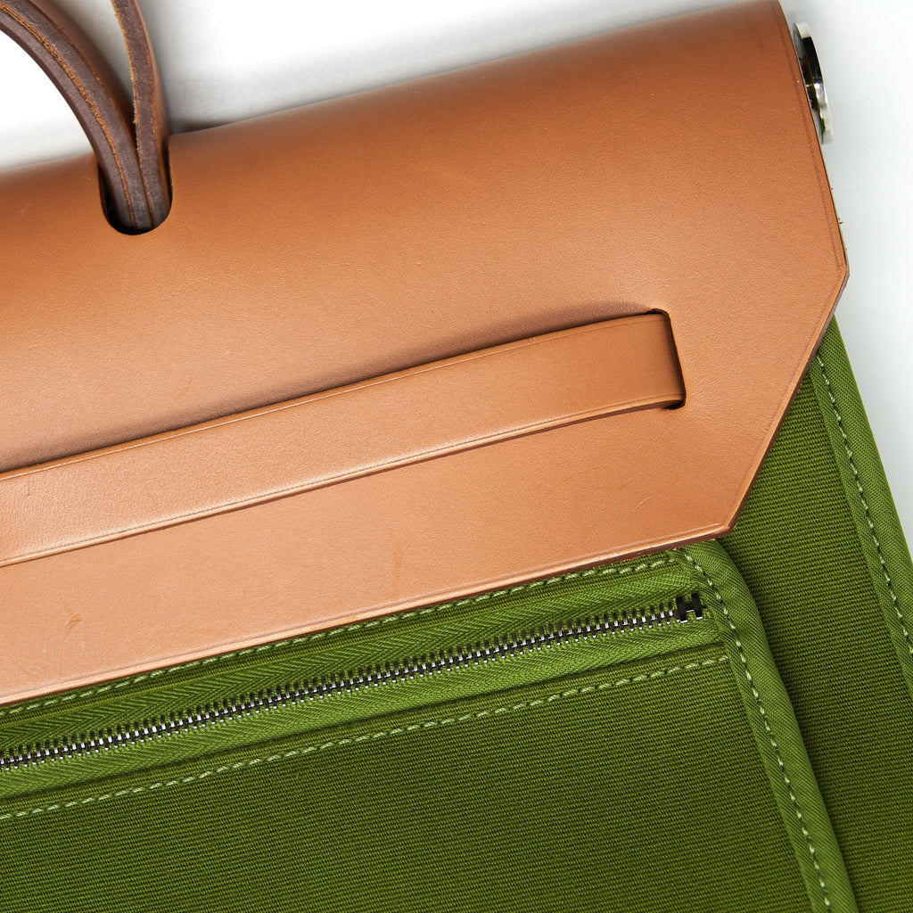 HERMES HERBAG ZIP 39 CANVAS PELOUSE/ NATURE SHW
