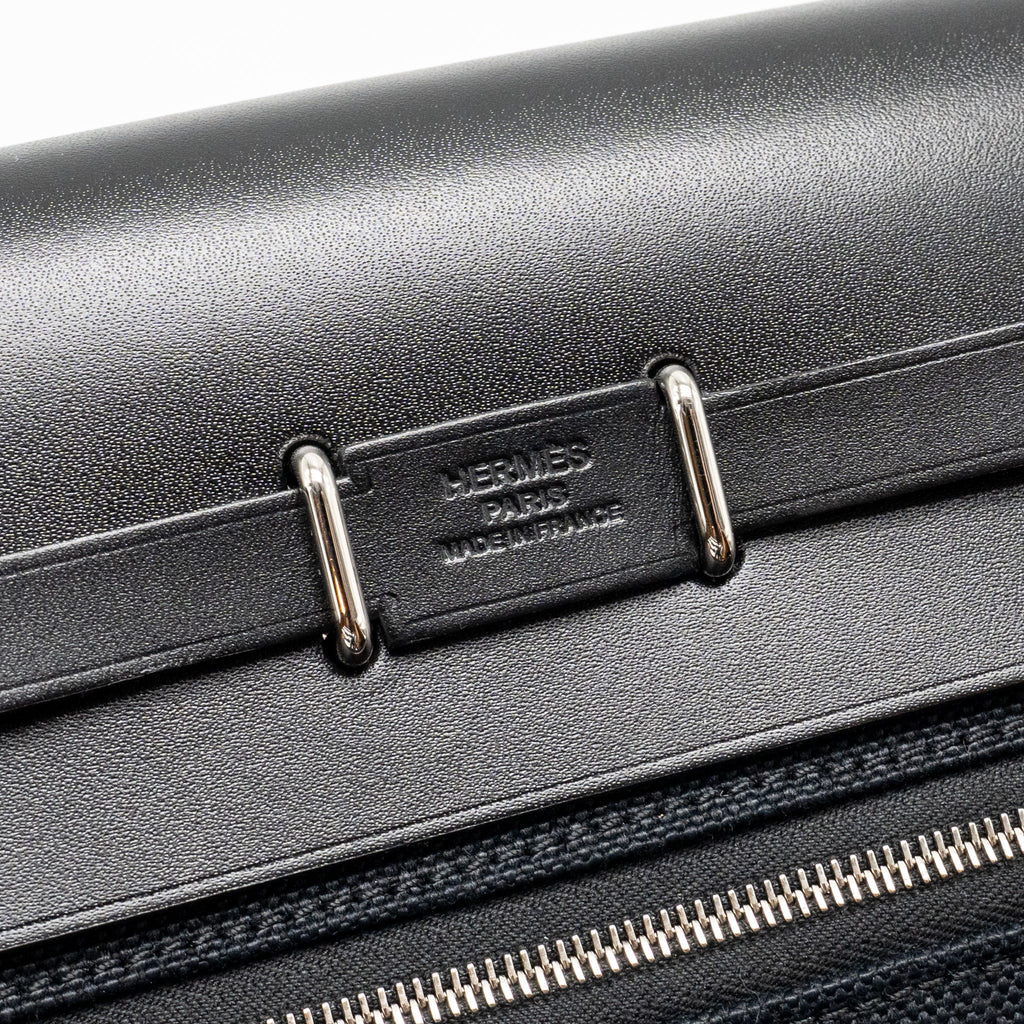 HERMES HERBAG MINI CANVAS/HUNTER LEATHER BLACK SHW