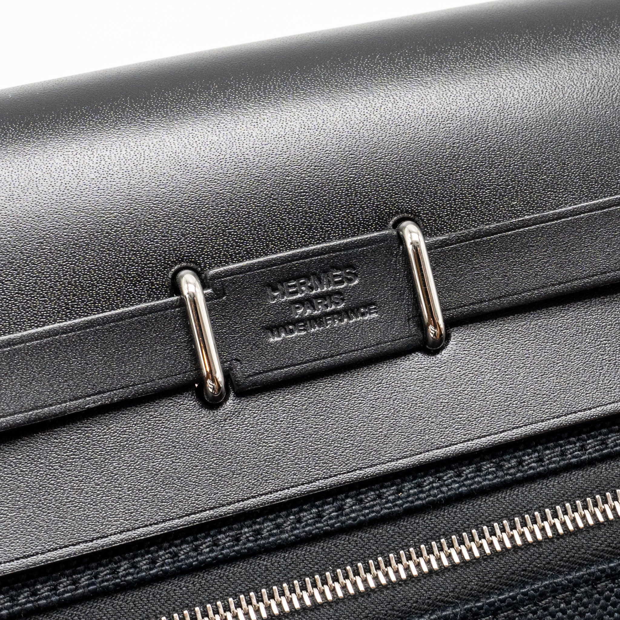 HERMES HERBAG MINI CANVAS/HUNTER LEATHER BLACK SHW