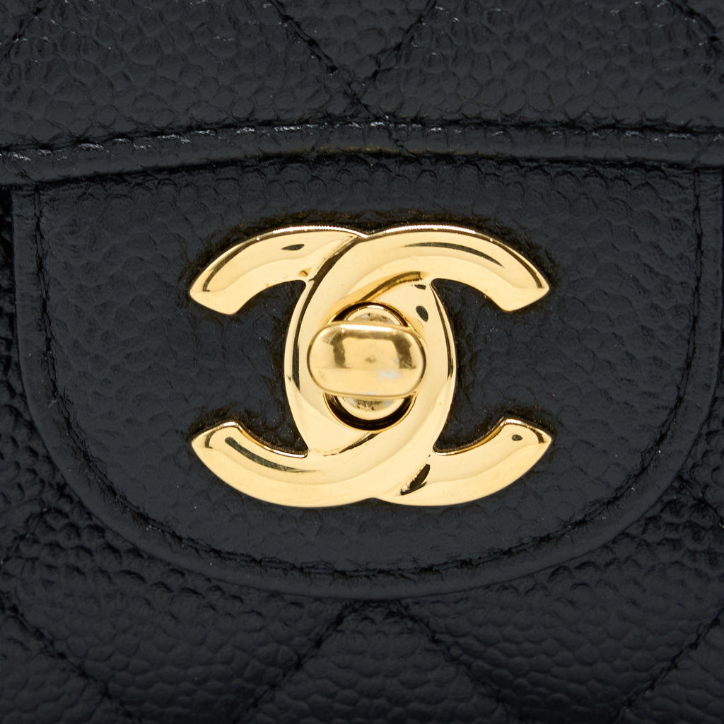 CHANEL MEDIUM CLASSIC DOUBLE FLAP BAG CAVIAR BLACK GHW