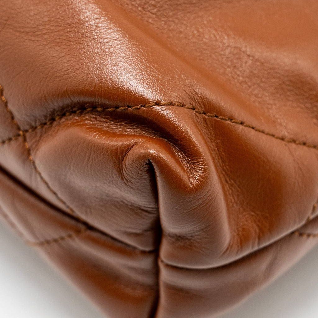 CHANEL MINI 22 BAG SHINY CALFSKIN CARAMEL GHW (MICROCHIP)
