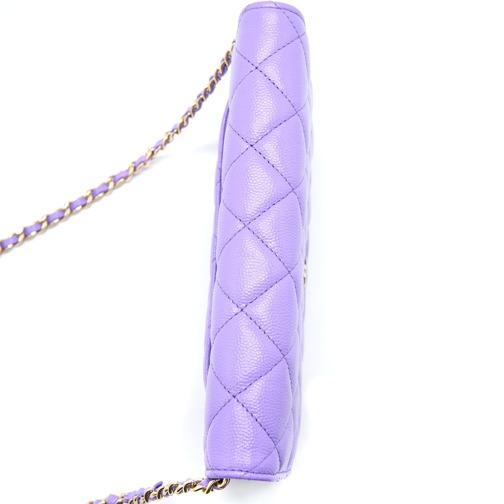 CHANEL CLASSIC WALLET ON CHAIN CAVIAR PURPLE LGHW