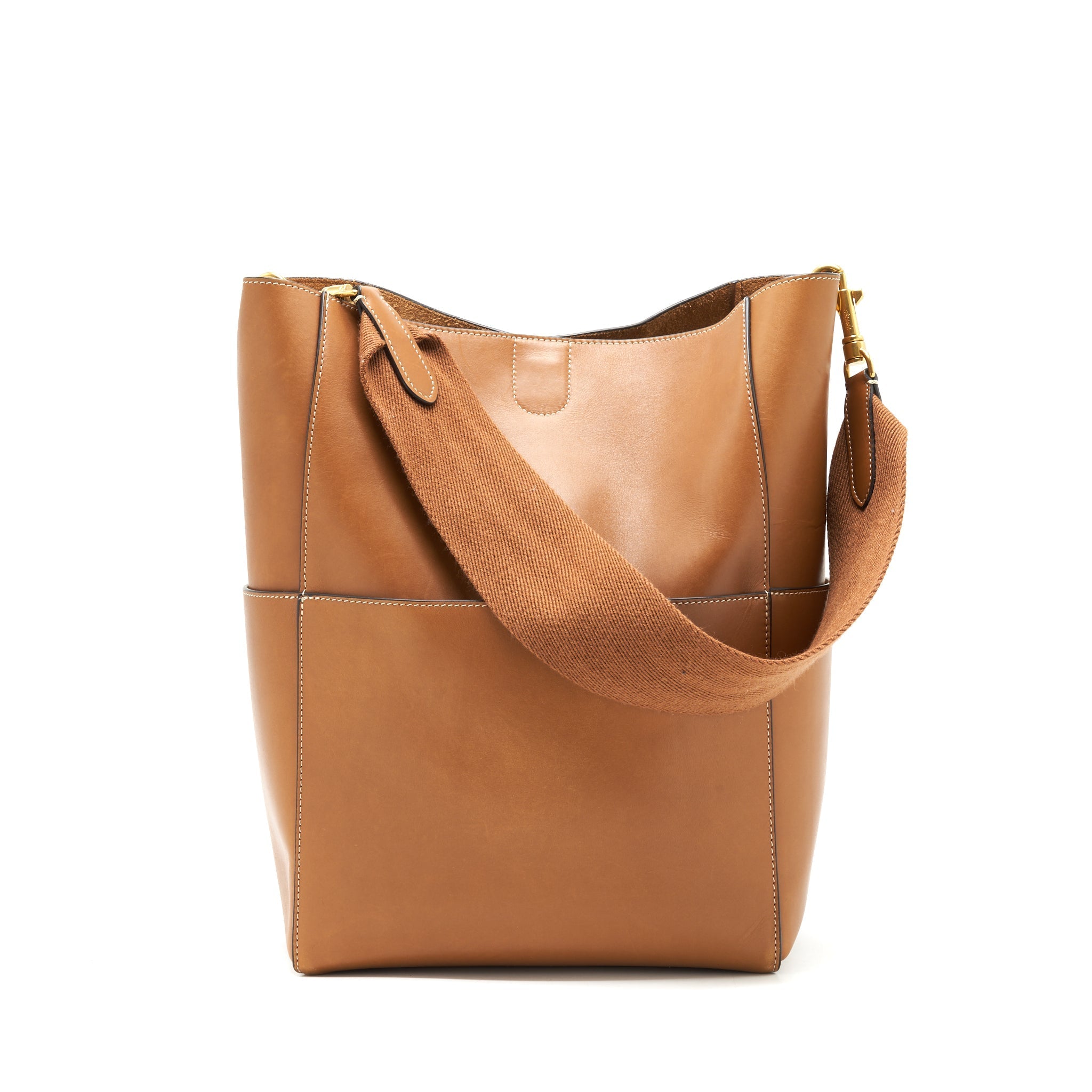 CELINE SANGLE BUCKET BAG BROWN GHW