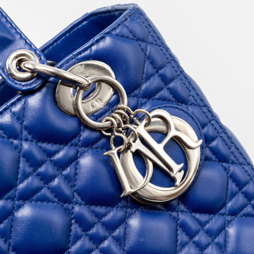 DIOR MEDIUM LADY DIOR LAMBSKIN BLUE SHW