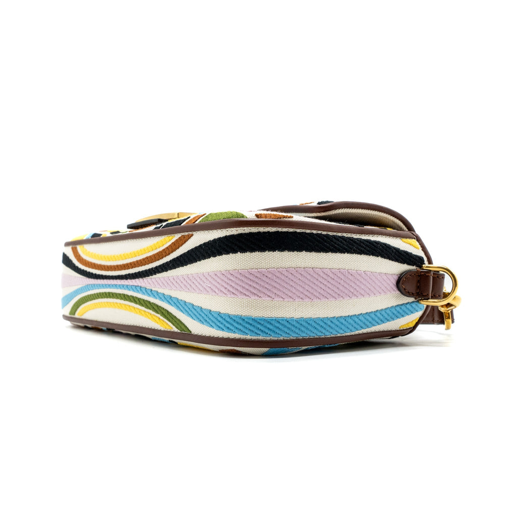FENDI BAGUETTE BAG CANVAS MULCICOLOUR BEIGE / BROWN GHW