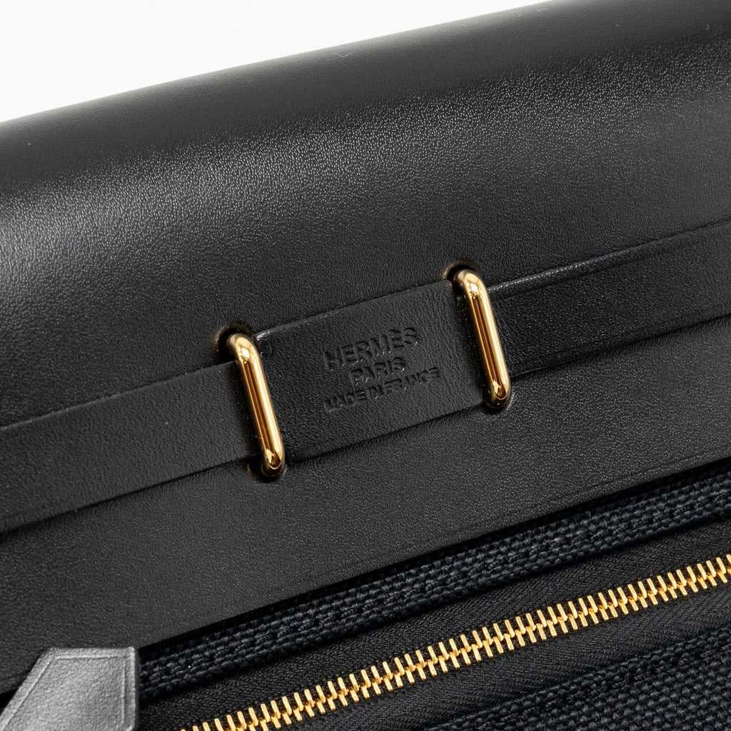 HERMES HERBAG MINI CANVAS/HUNTER BLACK GHW
