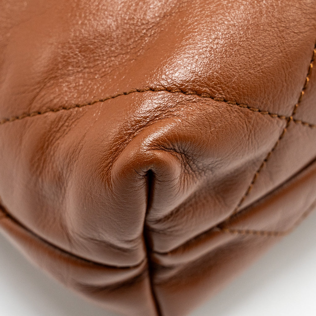 CHANEL MINI 22 BAG SHINY CALFSKIN CARAMEL GHW (MICROCHIP)