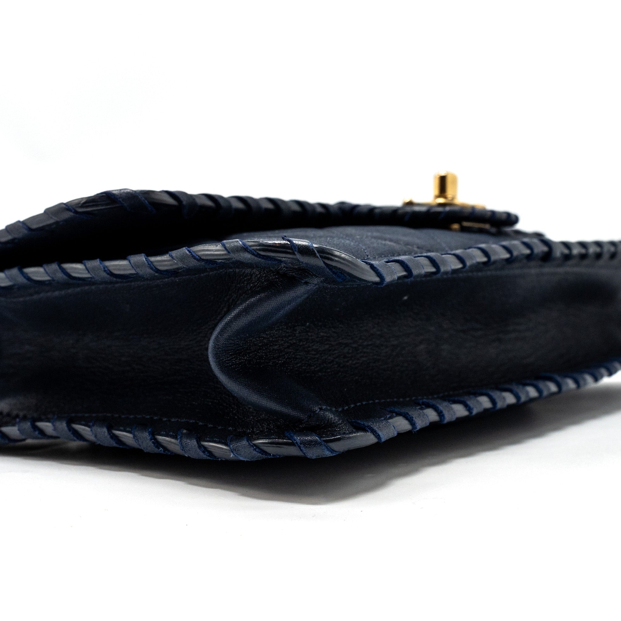 CHANEL SEASONAL FLAP BAG CALFSKIN NAVY GHW