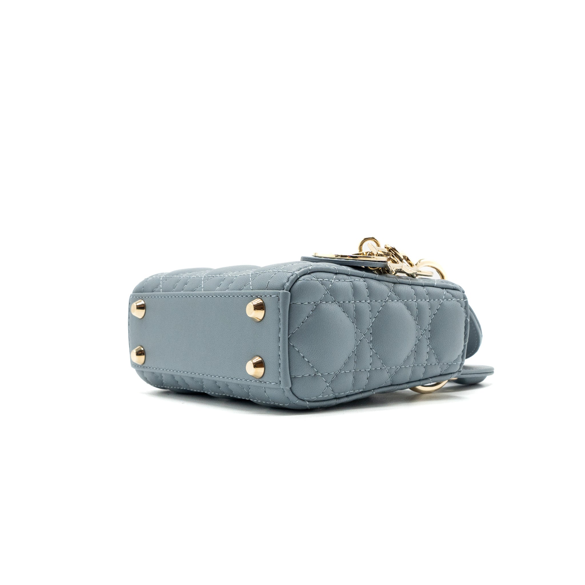 DIOR MICRO LADY DIOR BAG CANNAGE LAMBSKIN CLOUD BLUE LGHW