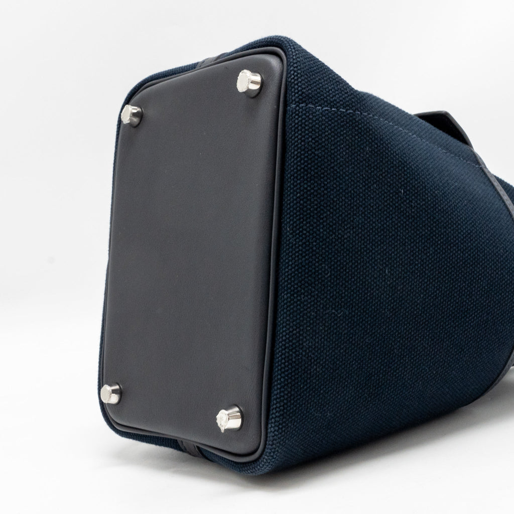 HERMES CARGO PICOTIN 18 LOCK BAG SWIFT / TOILE CANVAS BLUE MARINE / CABAN SHW