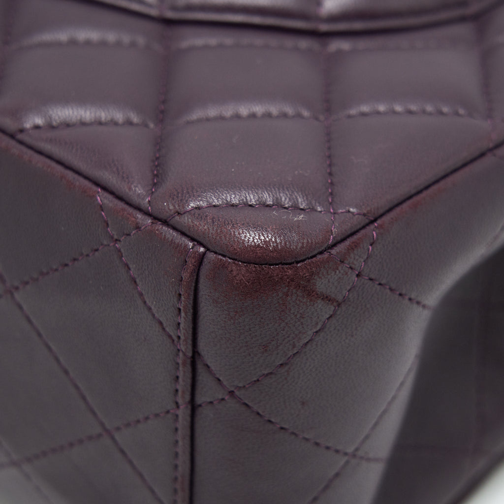 CHANEL MAXI DOUBLE FLAP BAG LAMBSKIN BURGUNDY SHW
