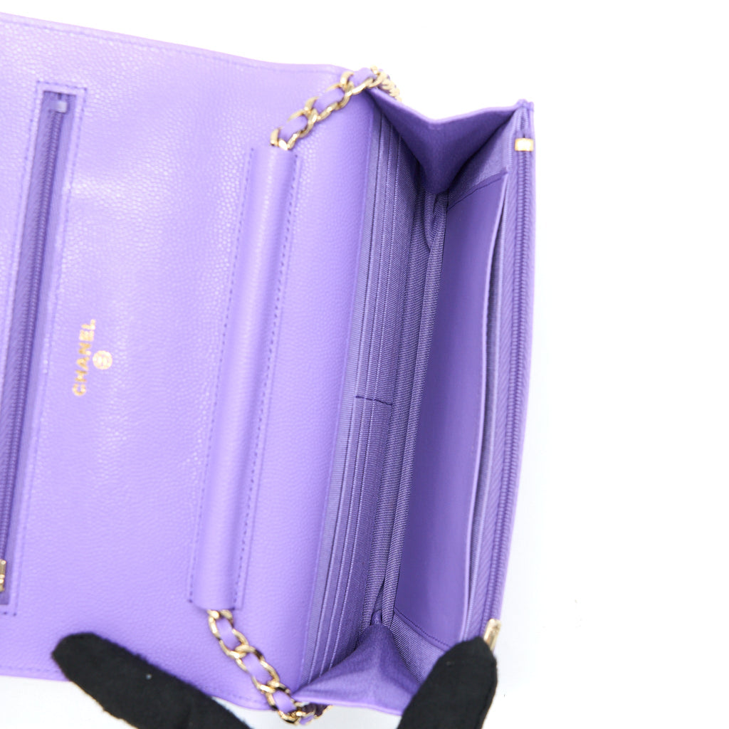 CHANEL CLASSIC WALLET ON CHAIN CAVIAR PURPLE LGHW