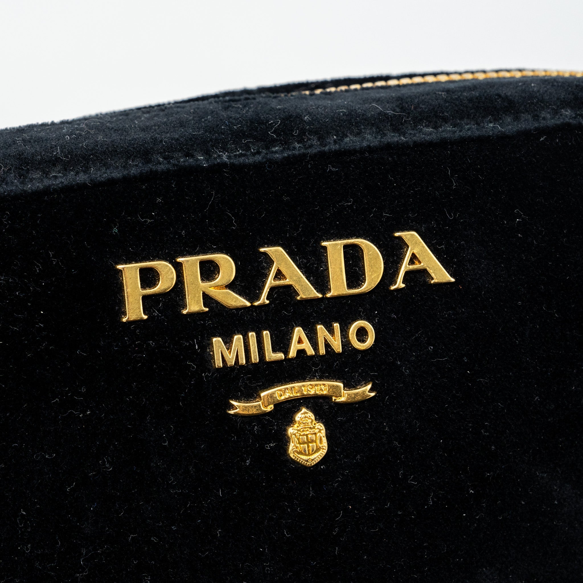 PRADA CAMERA BAG VELVET BLACK GHW
