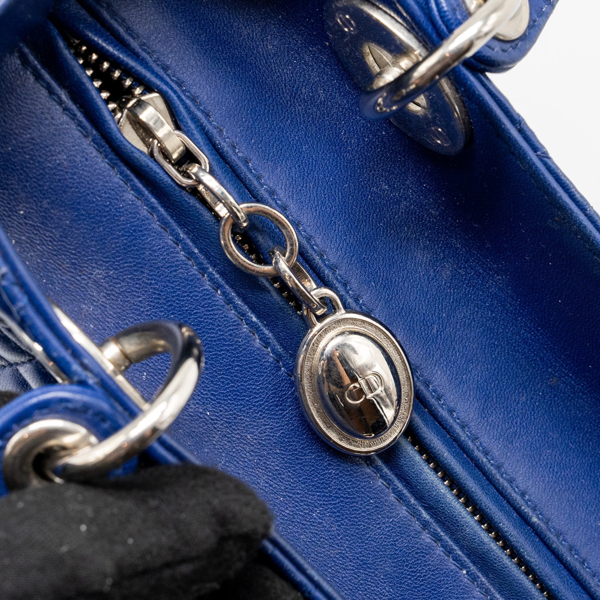 DIOR MEDIUM LADY DIOR LAMBSKIN BLUE SHW