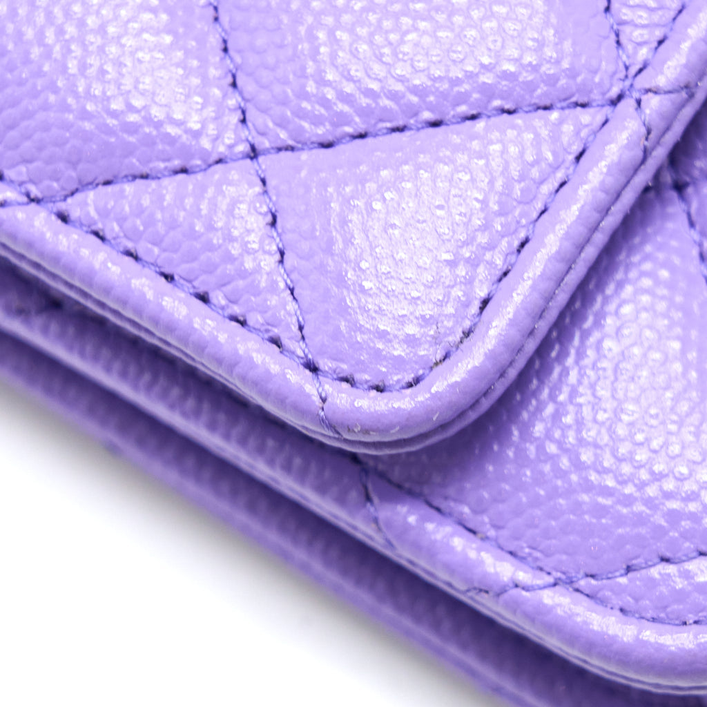 CHANEL CLASSIC WALLET ON CHAIN CAVIAR PURPLE LGHW