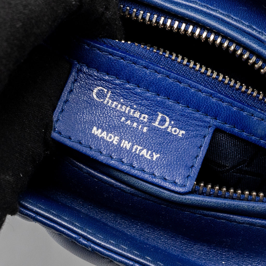 DIOR MEDIUM LADY DIOR LAMBSKIN BLUE SHW