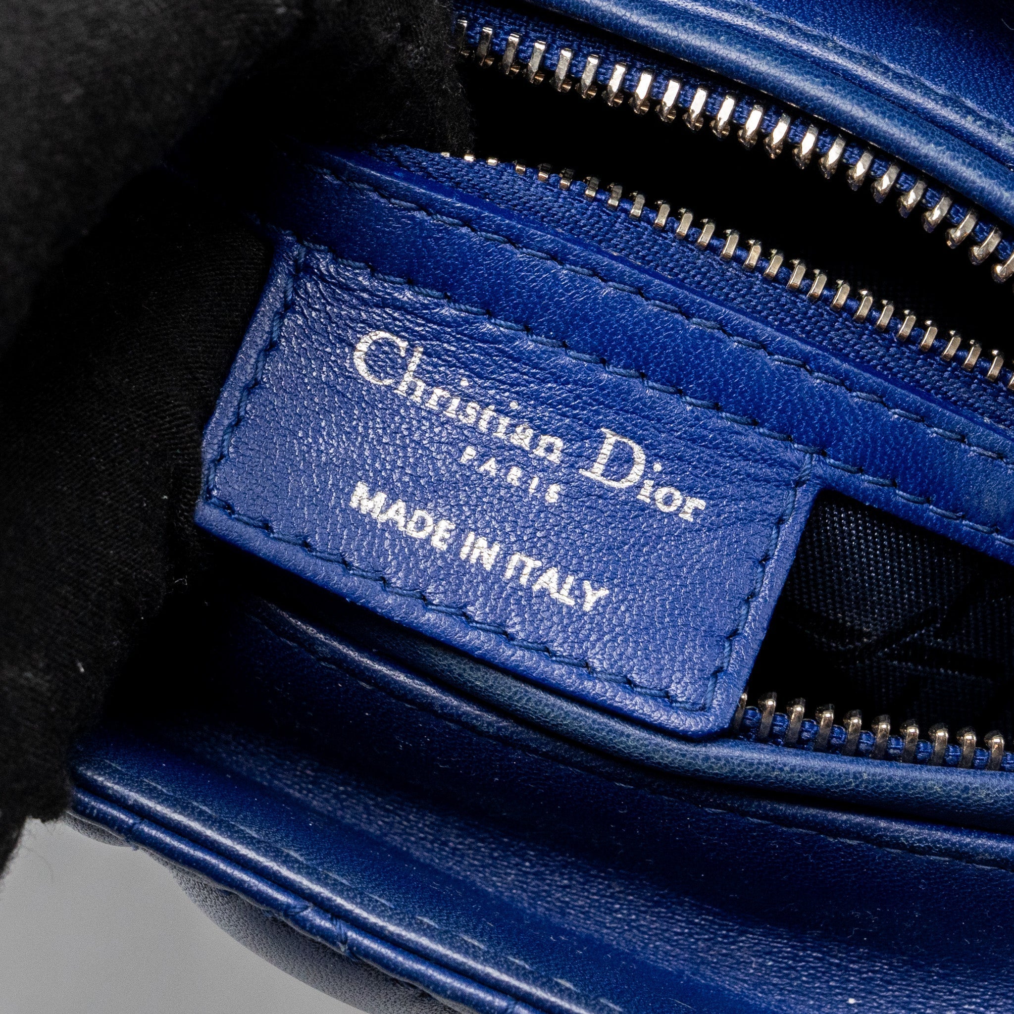 DIOR MEDIUM LADY DIOR LAMBSKIN BLUE SHW