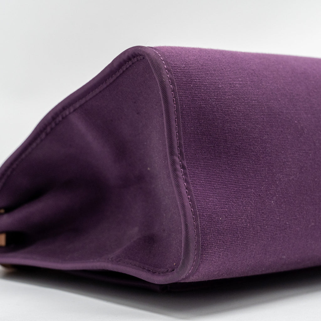HERMES HERBAG 31 ZIP BAG CANVAS / HUNTER LEATHER CASSIS PURPLE SHW