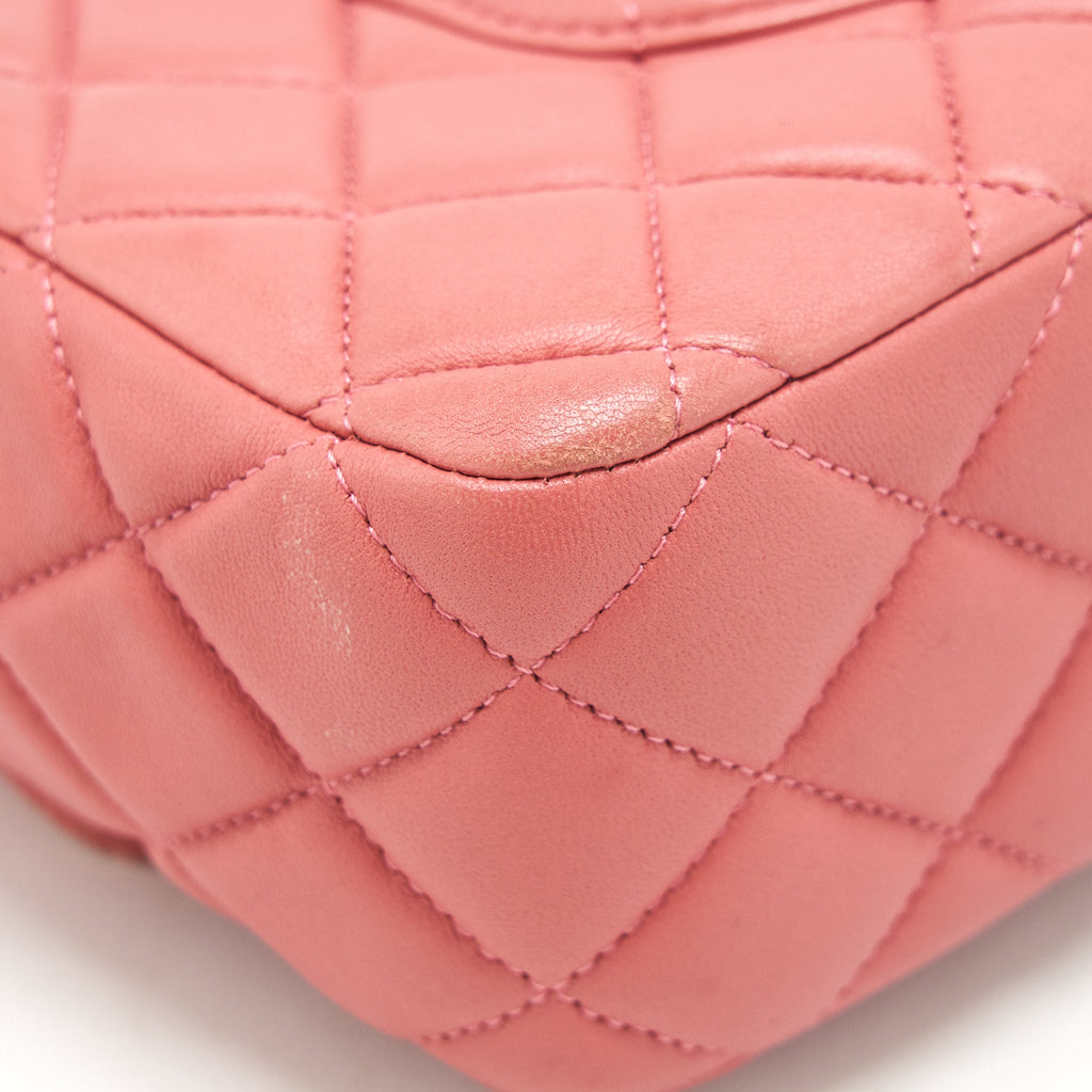 CHANEL LIMITED CHARM FLAP BAG LAMBSKIN PINK LGHW