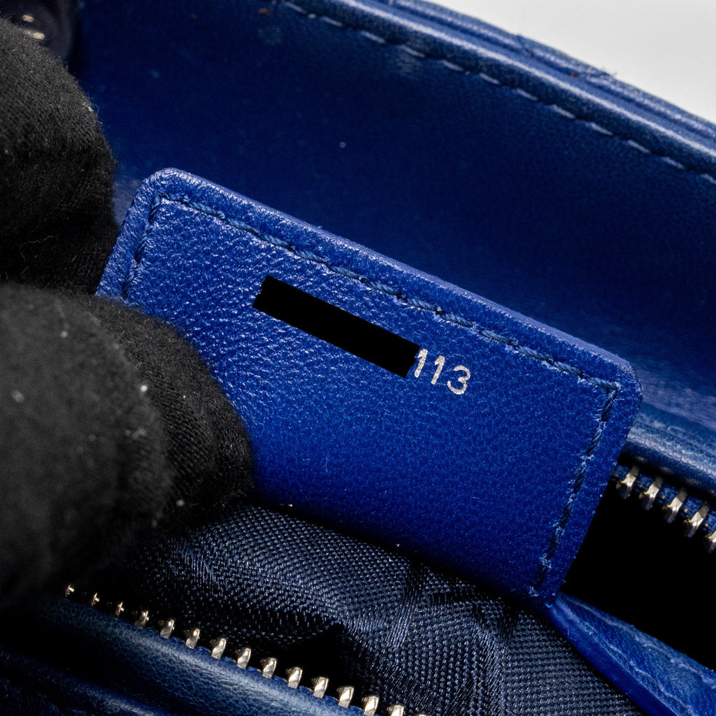 DIOR MEDIUM LADY DIOR LAMBSKIN BLUE SHW