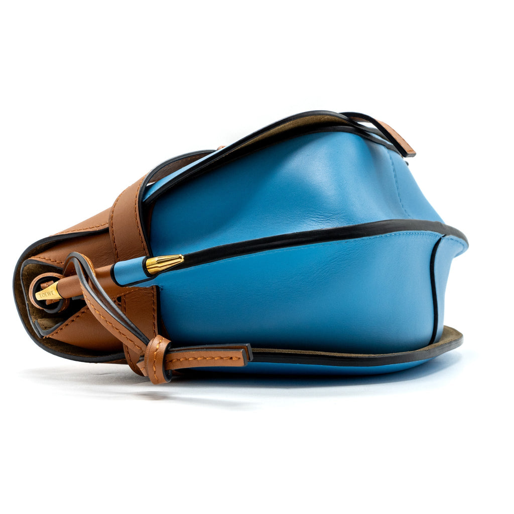 LOEWE GATE BAG LEATHER BLUE / BROWN GHW