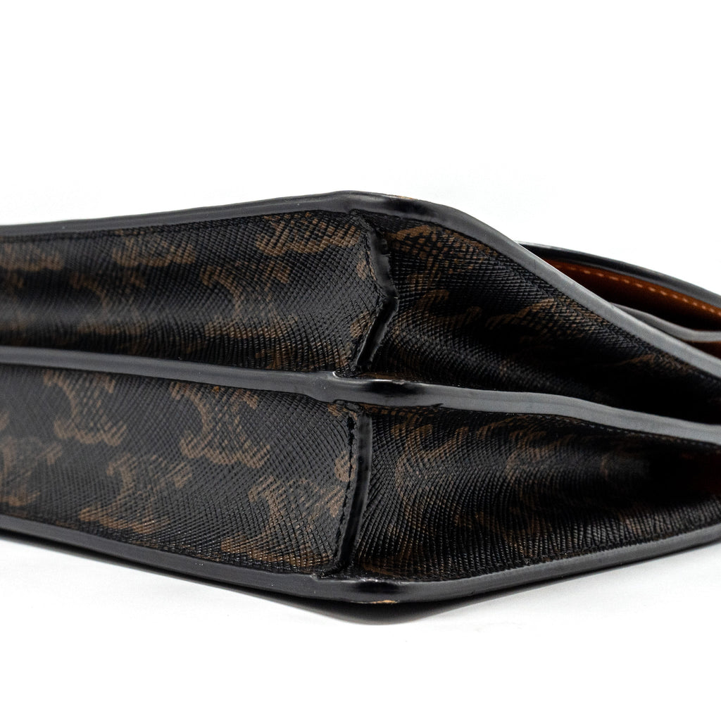 CELINE WALLET ON STRAP TRIOMPHE CANVAS/SMOOTH LAMBSKIN TAN GHW