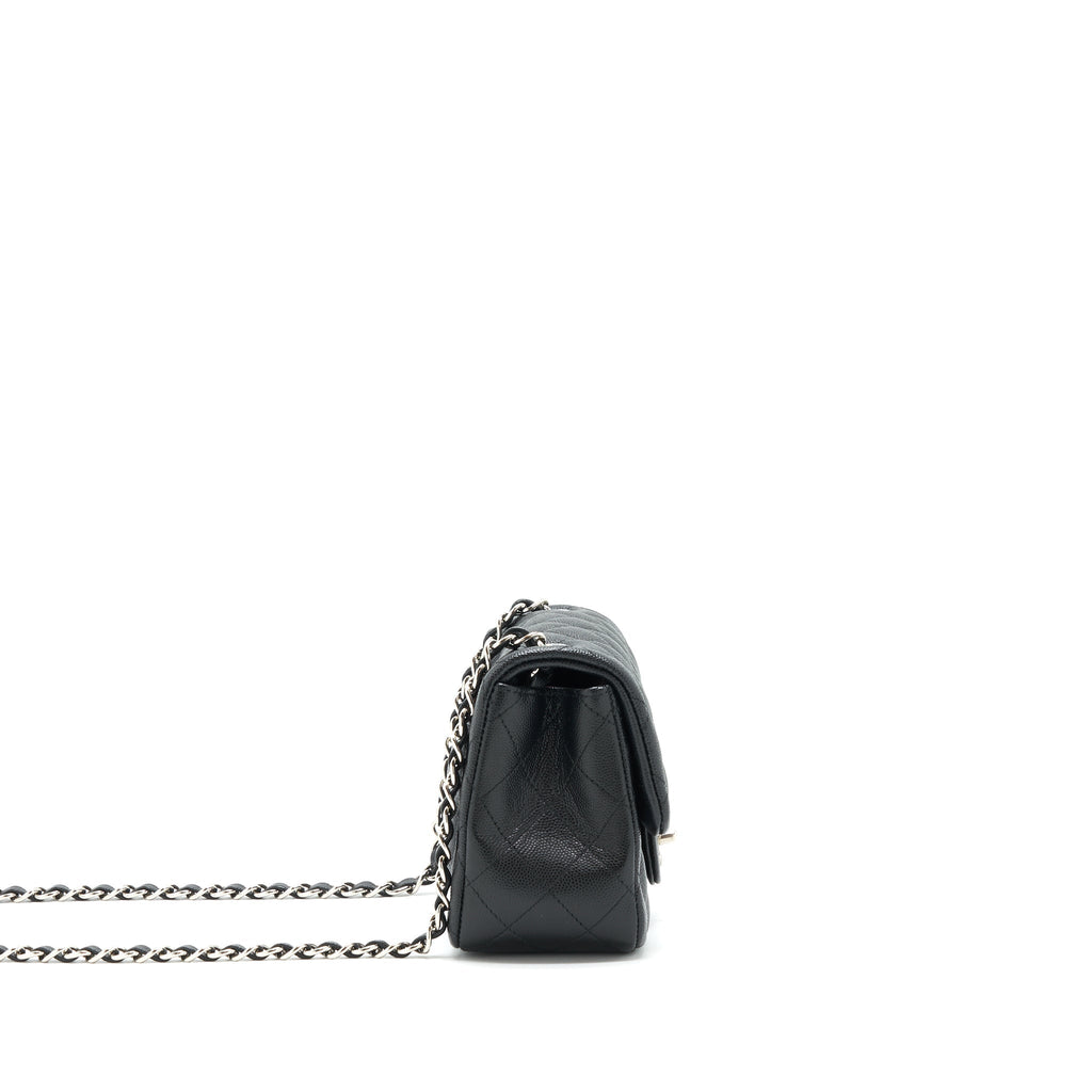 CHANEL MINI SQUARE FLAP BAG CAVIAR BLACK SHW