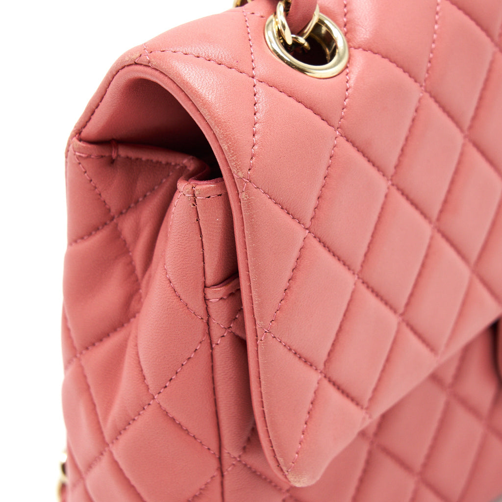 CHANEL LIMITED CHARM FLAP BAG LAMBSKIN PINK LGHW
